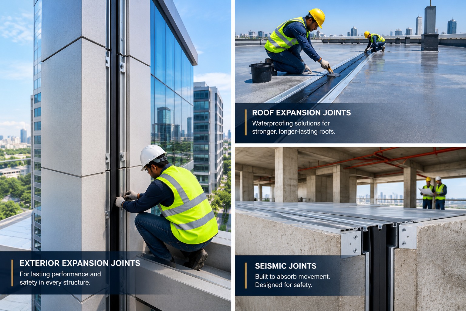 Expansion joint applications on a commercial building and roof